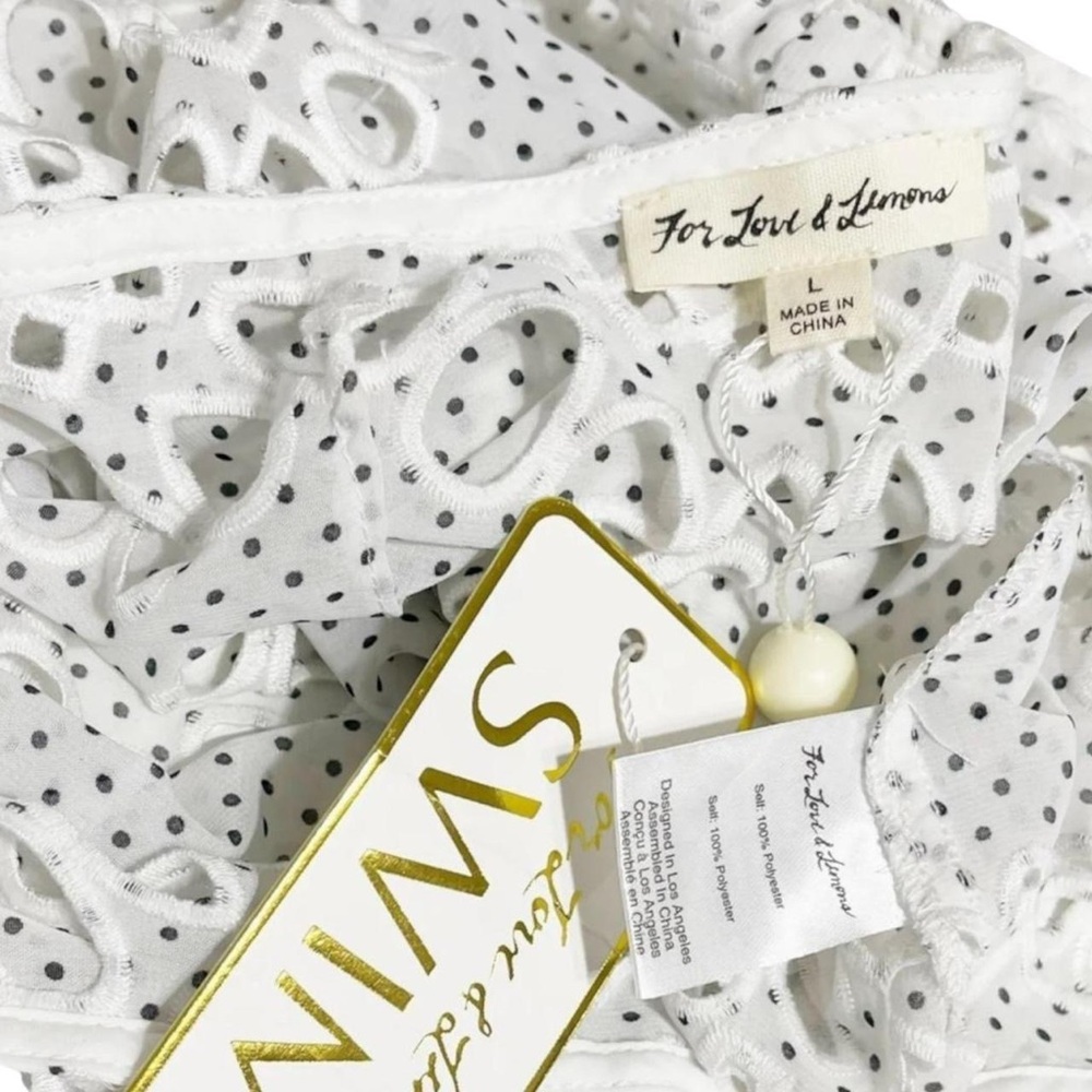 FOR LOVE & LEMONS Cookies N Cream Tie Up Skirt, Ivory Eyelet, Large - Picture 9 of 10